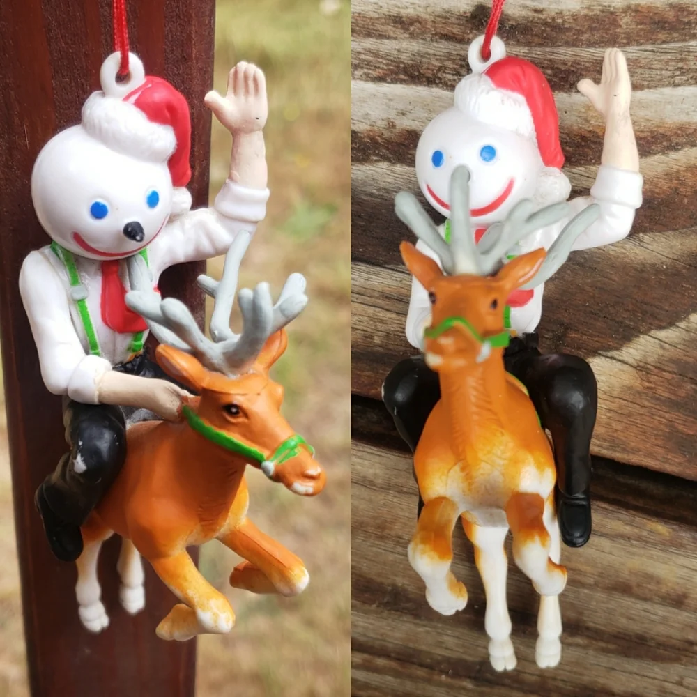 (3) Jack In The Box Ornaments- Jack In The Box Riding A Reindeer
